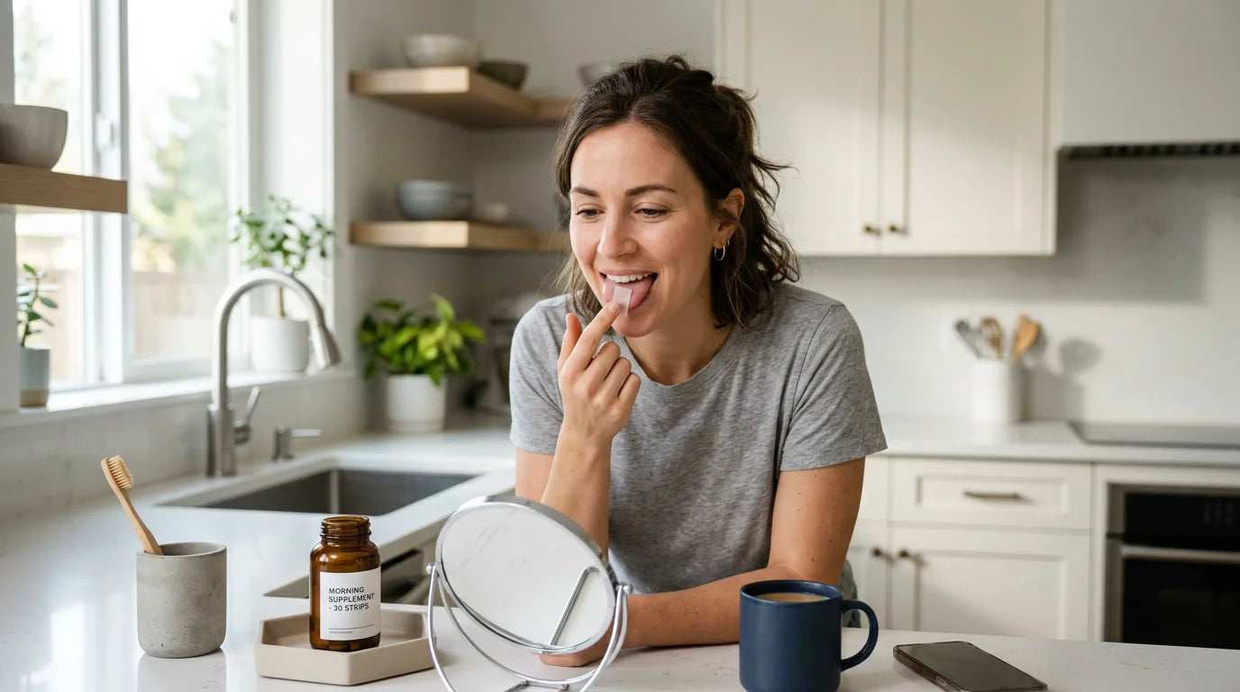Natural wellness supplements arranged on a clean minimalist surface